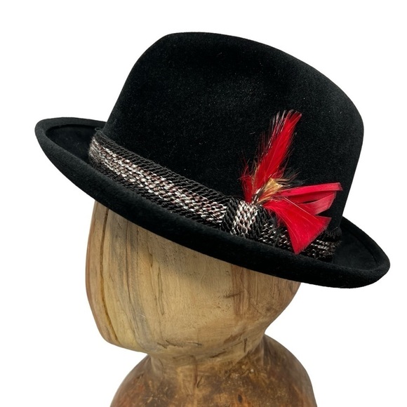 VTG 60's Biltmore Velurin Black Velvet Fedora Hat Size 7 1/8 - Picture 1 of 15